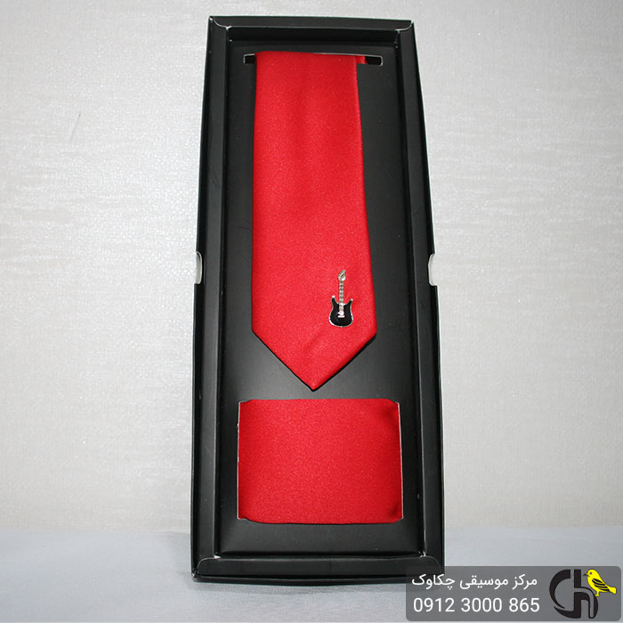 کراوات ساده مدل گیتاری رنگ قرمز